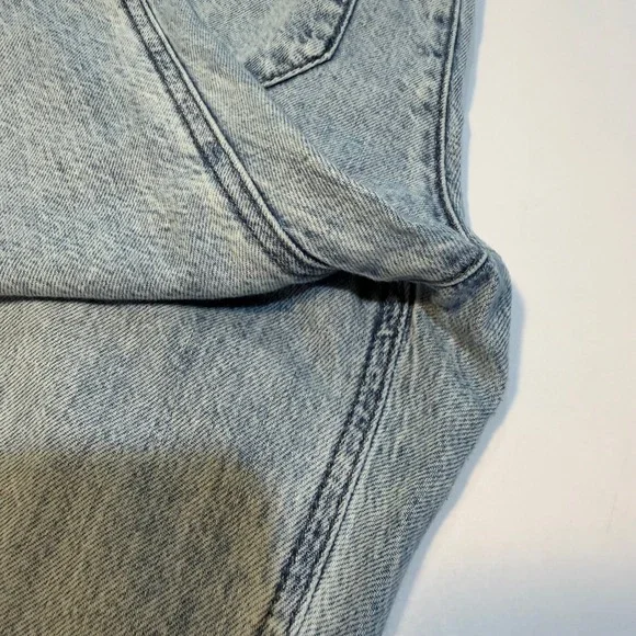 Rag & Bone Kierra Light Wash Acid Denim Drawstring Straight Leg Jeans XS (FLAW